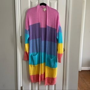 143 Story Boutique Rainbow Stripe Open cardigan